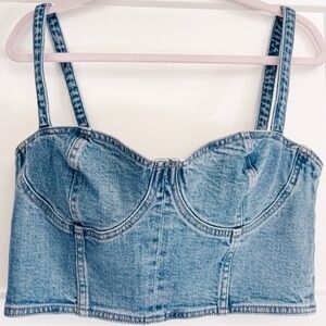Aritzia Denim Forum Denim Corset Top L | Structured Bustier | Y2K | Light Wash 💙